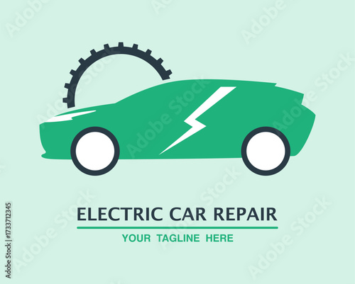Concept illustration of a logo electric car repair service. Vector illustration