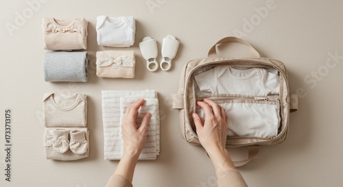 Young woman looking at mirror in the bathroom