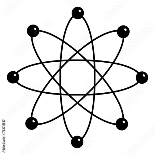 Atomic Structure Vector Illustration with Bonds and Spheres Transparent Background