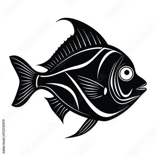 Stylized Black Fish Silhouette aquatic marine life