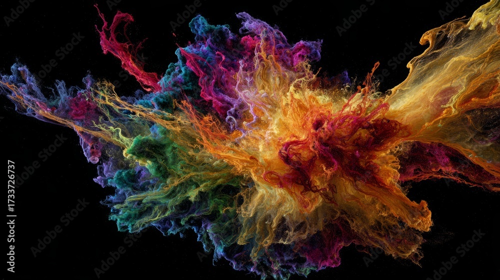 Obraz premium Abstract, sun, art, dark, space, color, overheating, plasma, huge, violent, eruption, abstract, science, art, dark, field, luminescent, malignant, growth, lack, vigorous, colorful, nutrient flow, cell
