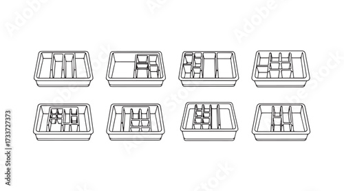 Vector art of organizer line icons set