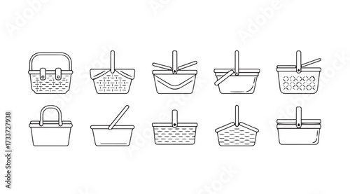 Vector art of basket collection isolated