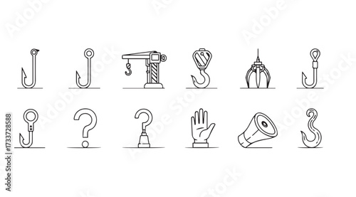Vector art of hook icon set