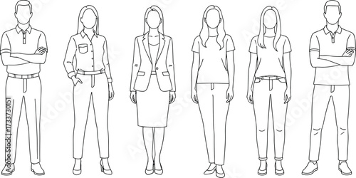 PrintBusiness attire illustration, casual clothing comparison, professional dress code, workplace fashion diversity, office outfit styles, employee clothing guide, corporate attire, casual wear