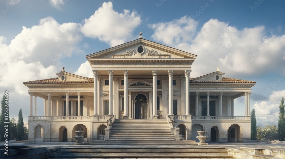 Fototapeta premium Grand Neoclassical Mansion: Architectural Marvel