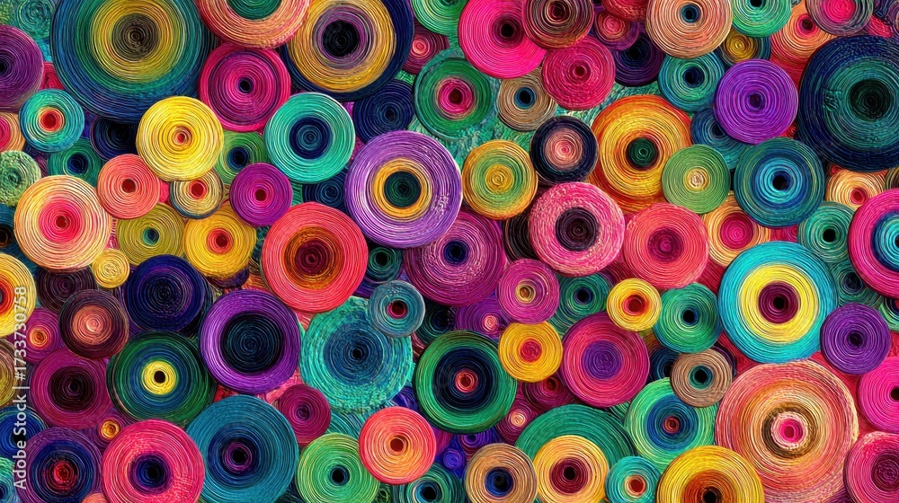Fototapeta premium Colorful Circles - An Abstract and Vibrant Composition of Concentric Shapes.