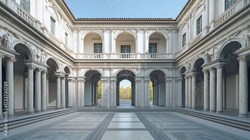 Wallpaper Mural Classical Italian Courtyard: Architectural Grandeur Torontodigital.ca