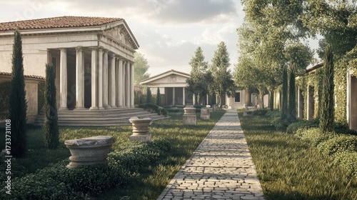 Wallpaper Mural Ancient Roman Villa: A Serene Architectural Masterpiece Torontodigital.ca