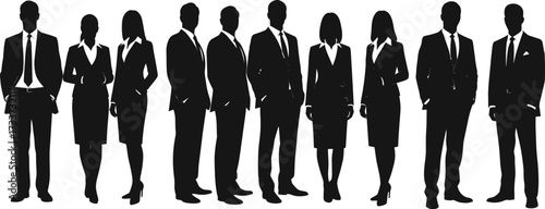 PrintBusiness team silhouettes, corporate professionals, office staff diversity, teamwork concept, leadership 