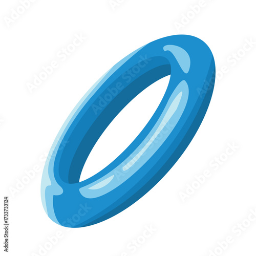 Vector illustration of a shiny blue inflatable swim ring, symbolizing water safety, beach holiday, pool accessory, and fun summer recreation.