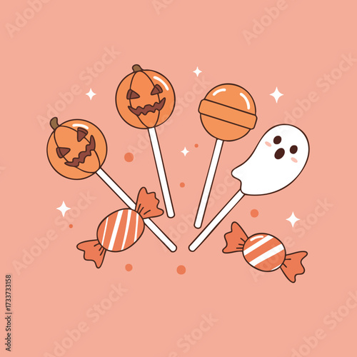 illustration of lollipop candy with a typical Halloween feel