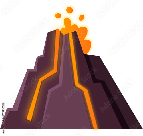 Cartoon volcano eruption with lava vector illustration
