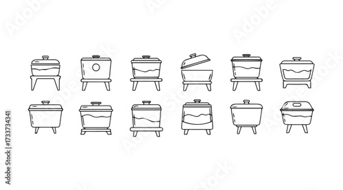 Vector art of charcoal grill set
