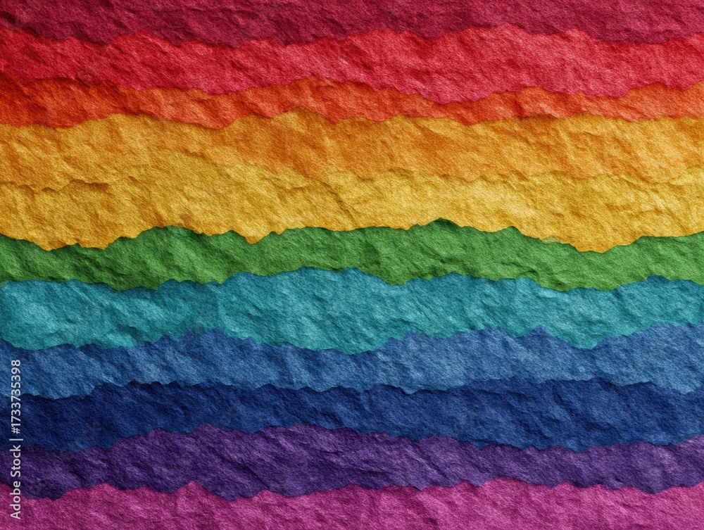 Obraz premium Colorful Rainbow Paper Texture with Torn Stripes