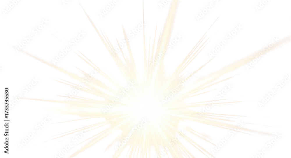 Naklejka premium Bright White Starburst Light Flare Effect Isolated on Clean Background