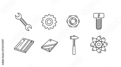Vector art of mechanical parts isolated