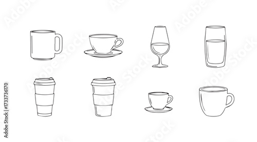 Vector art of cup collection isolated