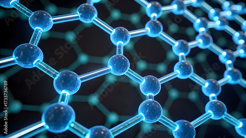 Molecular Structure and Its Significance in Science. ultra detailed molecular web with soft blue neon light