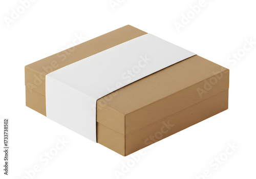 Empty cardboard box with a blank sleeve. Isolated on white background