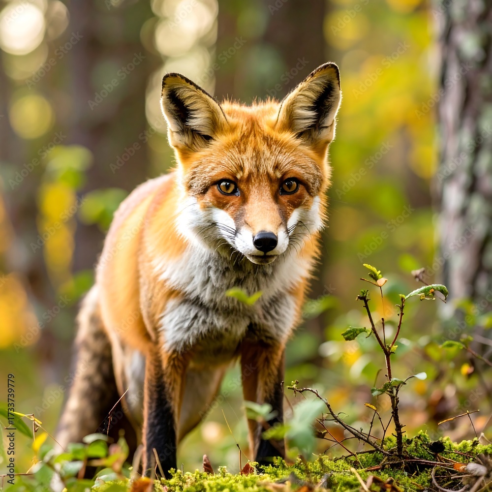 Fototapeta premium Red fox in autumn forest (3)
