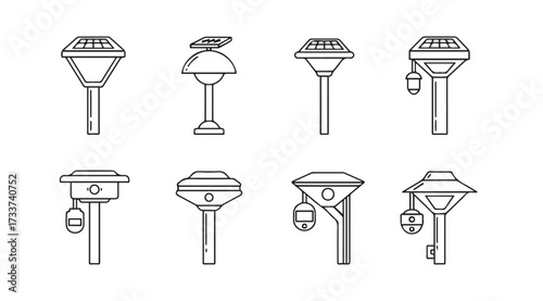 Vector art of solar lights isolated