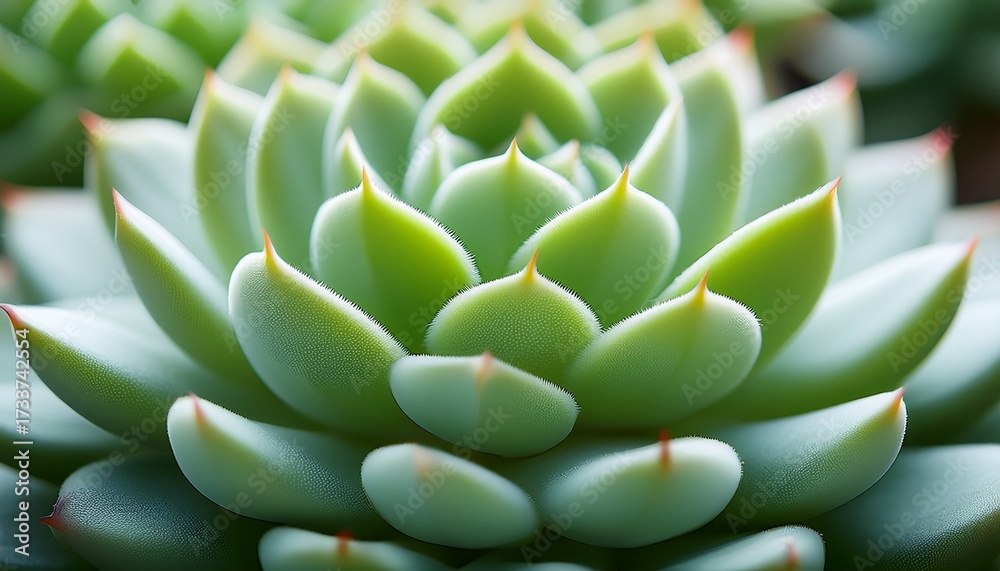 Fototapeta premium Succulent Soft Focus Macro Image Light Green Plant Background