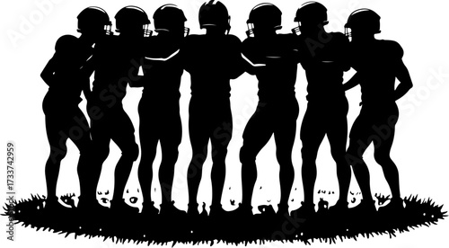 American Football Players Running in Action Silhouette  Bundle