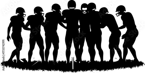 American Football Players Running in Action Silhouette  Bundle