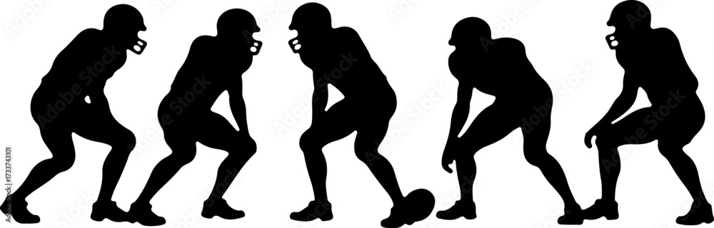 Obraz premium American Football Players Running in Action Silhouette Bundle