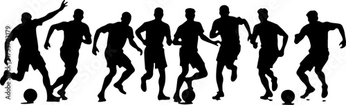 American Football Players Running in Action Silhouette  Bundle