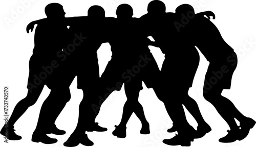 American Football Players Running in Action Silhouette  Bundle