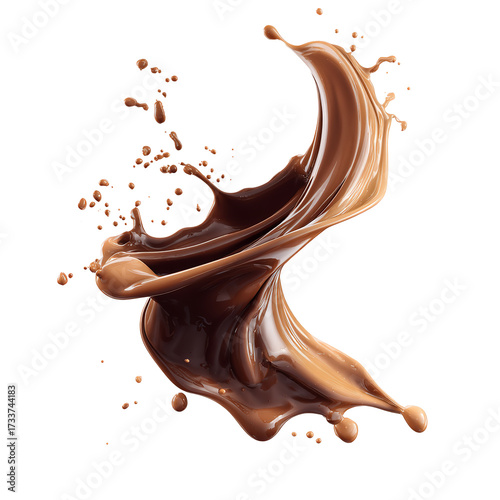 Chocolate Splash Abstract Art, Brown Liquid Motion on Black Background, Creative Design