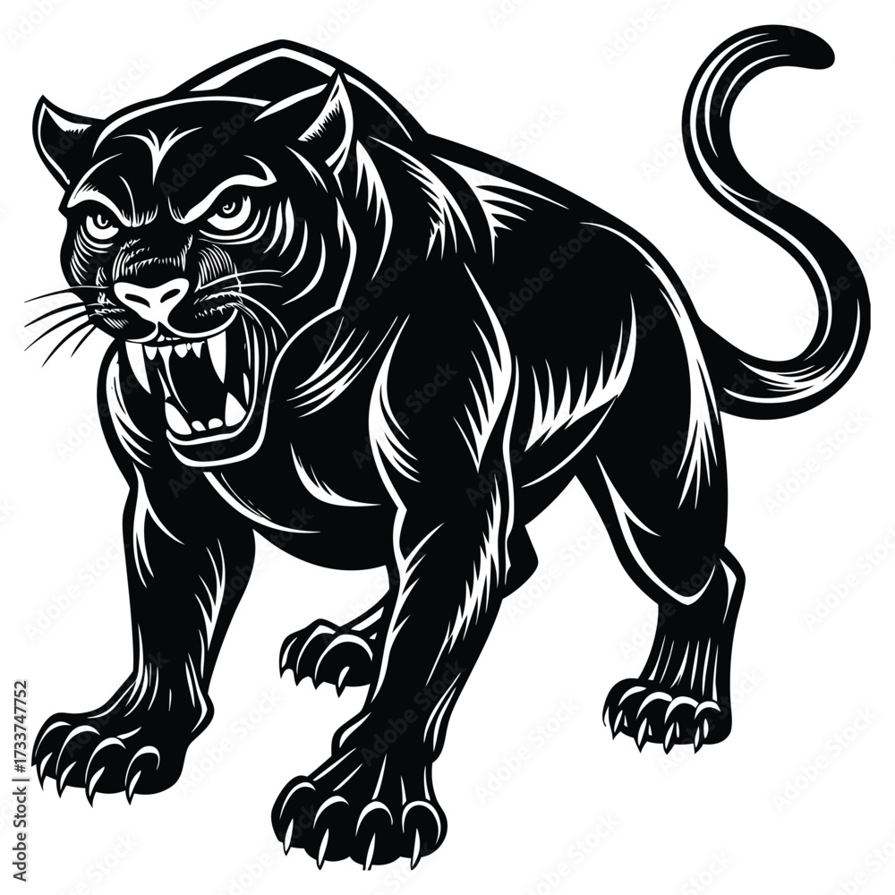 Fototapeta premium Black Panther Symbol of Power and Stealth, Shadow Roar,Night Fang, Dark Claw, Phantom Panther,Silent Fury,Midnight Beast,Obsidian Roar, Black Panther vector, Black Panther concept, Black Panther cart