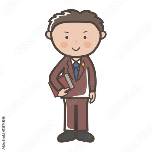 笑顔で正面を向く男性弁護士の全身イラスト