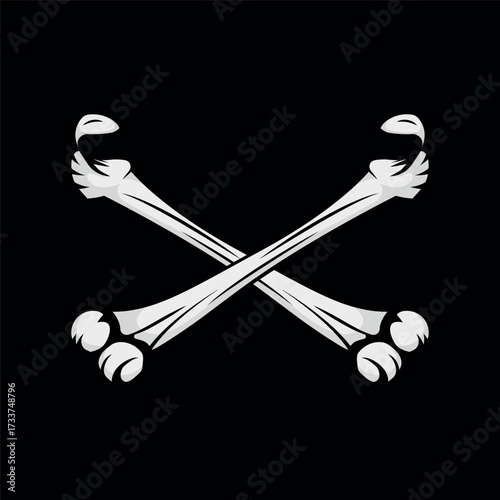 Detailed black and white tattoo illustration of a crossbones
