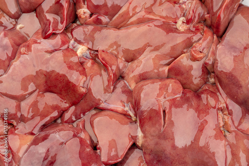 Raw chicken liver isolated on white background. Meat.