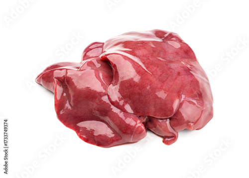 Raw chicken liver isolated on white background. Meat.