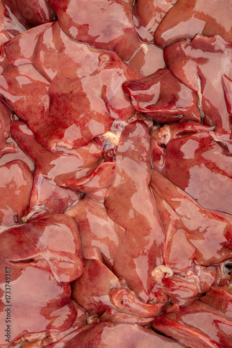 Raw chicken liver isolated on white background. Meat.