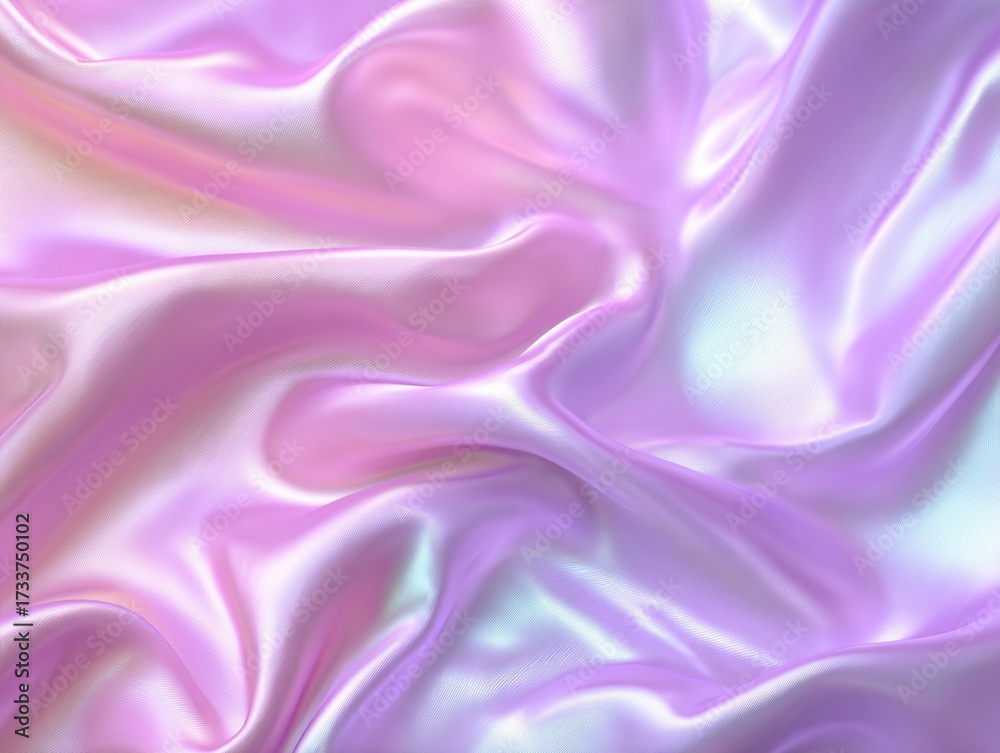 Fototapeta premium Luxury pink and purple silk and satin fabric with a soft, smooth, shiny texture, elegant curves, and rippled drapery forming a beautiful textile backdrop