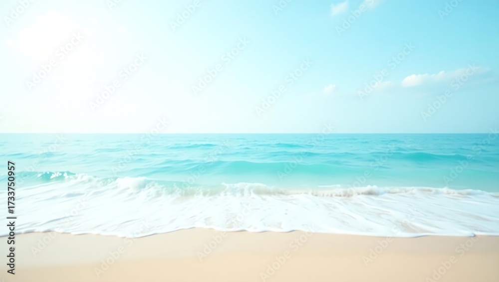 Obraz premium Beach shoreline with turquoise water and blue sky