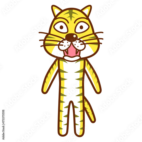 驚いた表情のトラのイラスト／Illustration of a tiger with a surprised expression