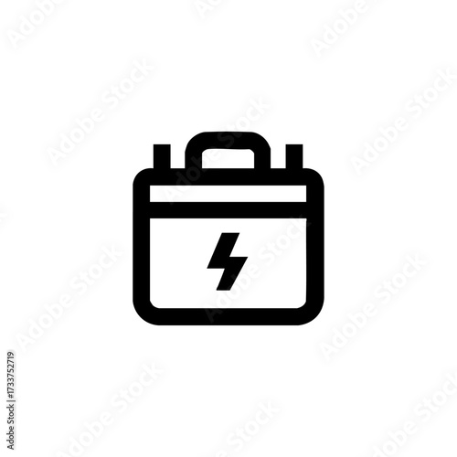 Compact automotive battery with handle and bolt terminals, representing vehicle power storage, maintenance, charging and roadside readiness.