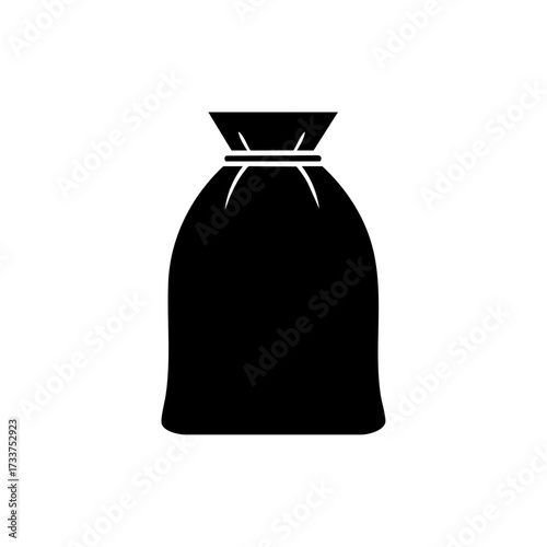 Sealed cement bag silhouette, standing for building materials, concrete mixing, renovation