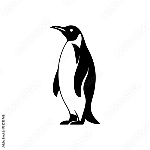Stylized penguin standing upright, symbolizing wildlife, cold climates, and nature conservation.
