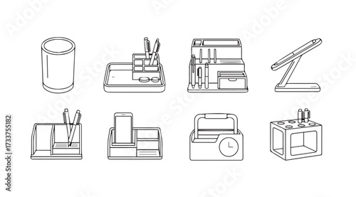Vector art of desk organizer set