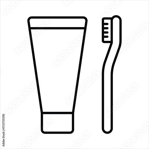 Toothpaste Tube and Toothbrush Icon Design Elements Illustration