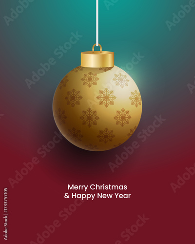 marry christmas and happy new year with gold ball element