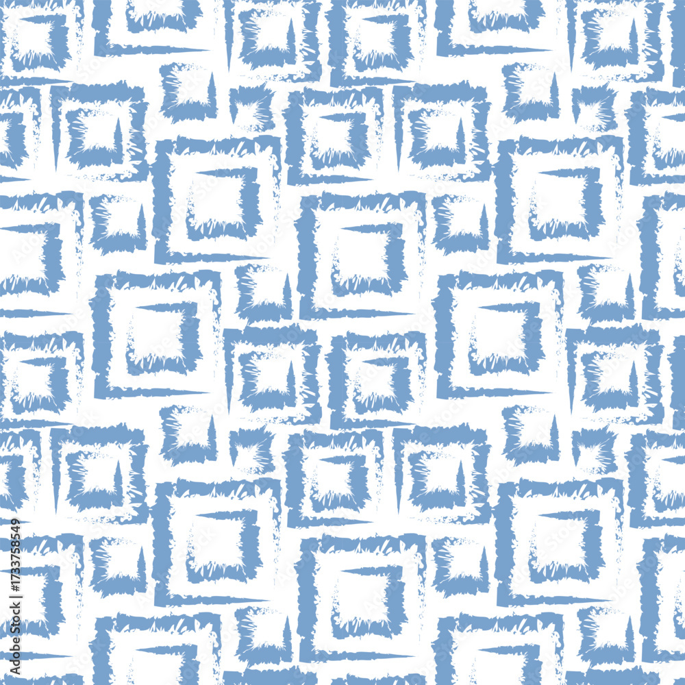 Fototapeta premium vector seamless geometric pattern white with blue squares, abstract background for print, books, textile