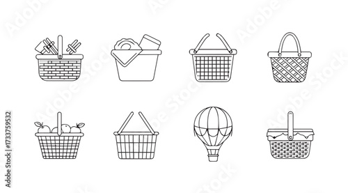 Vector art of set of basket icons